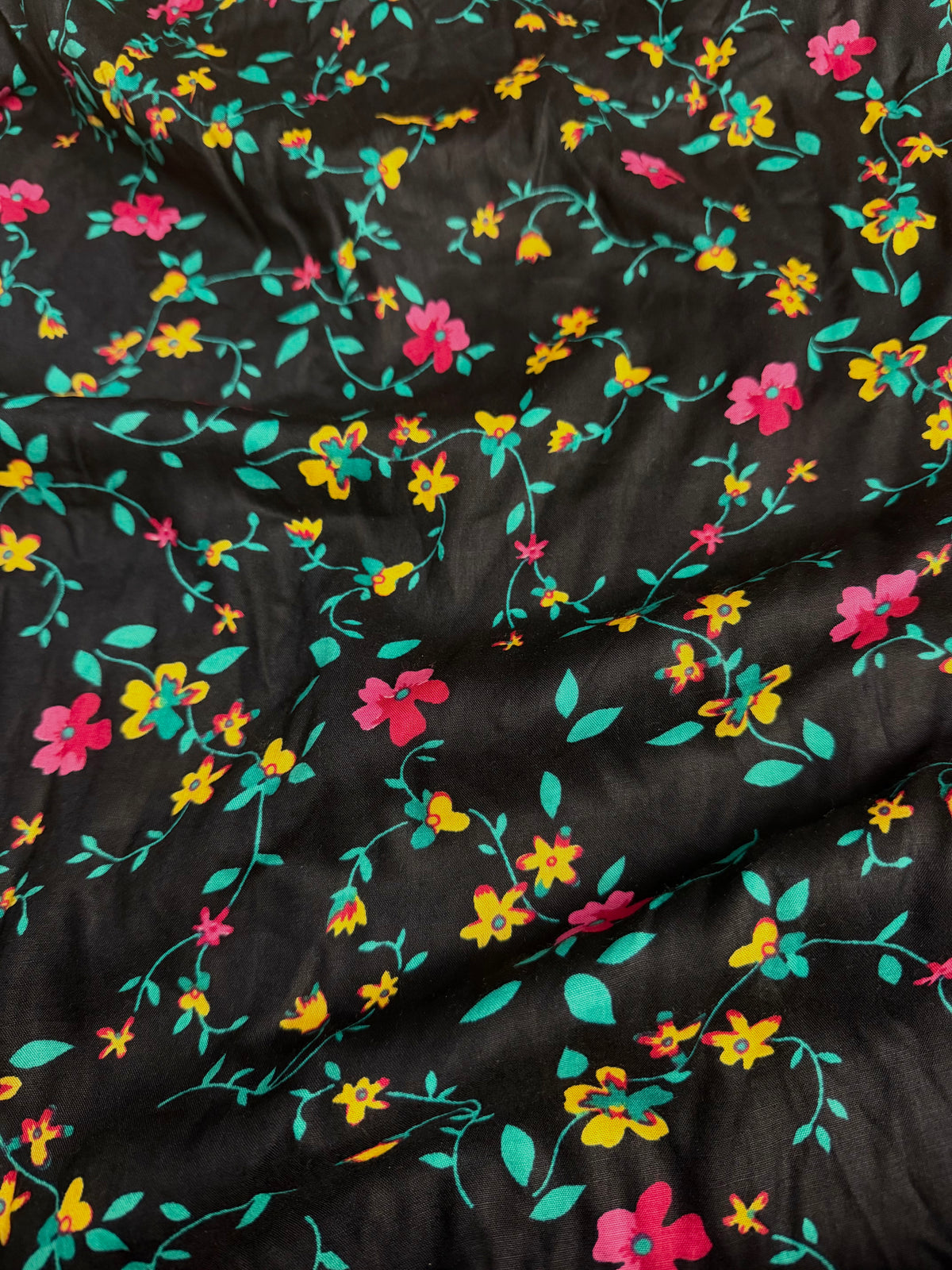 Black with Pink/Orange Floral | Liberty Cotton
