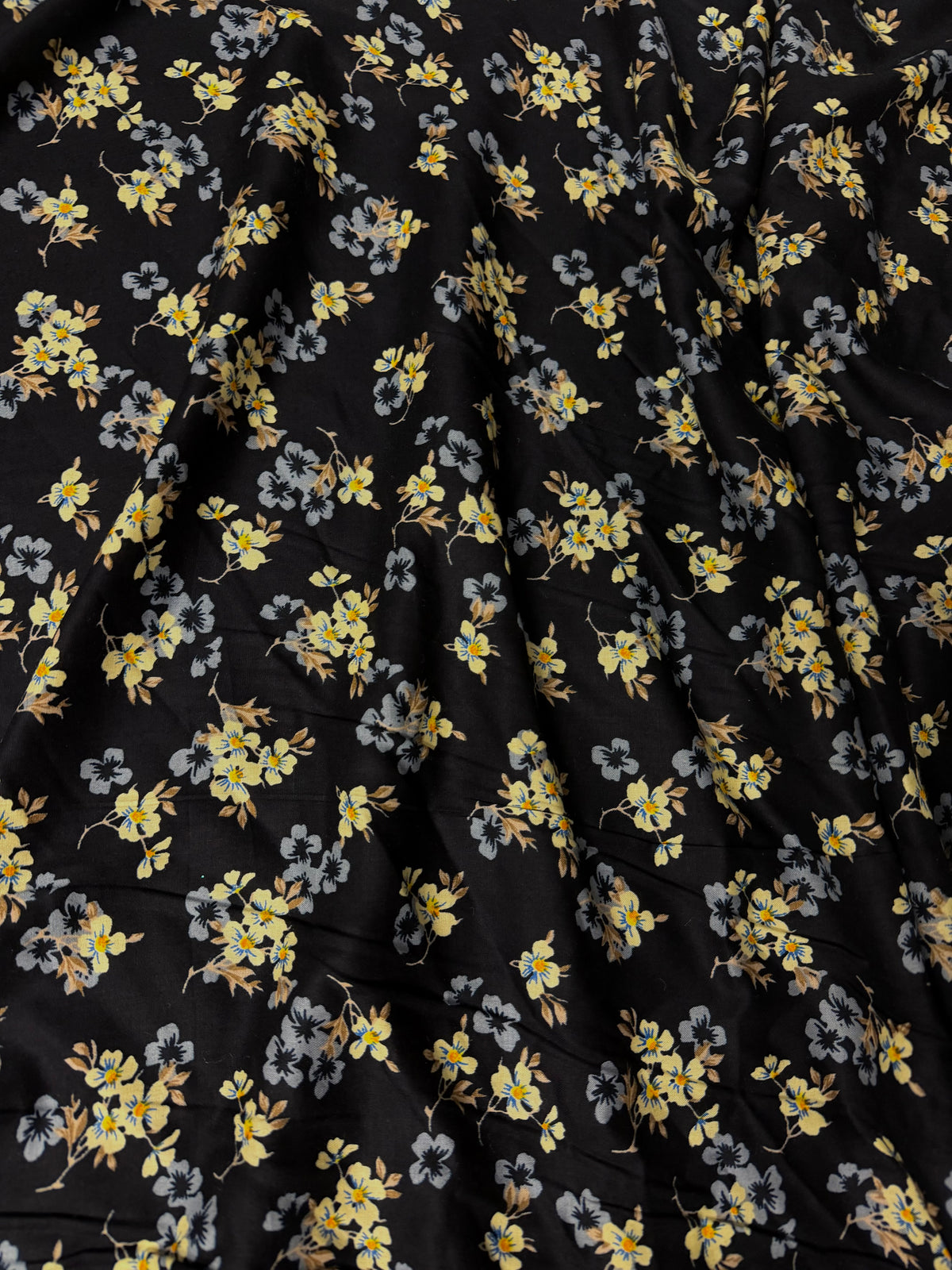 Black with Orange/Blue Floral | Liberty Cotton