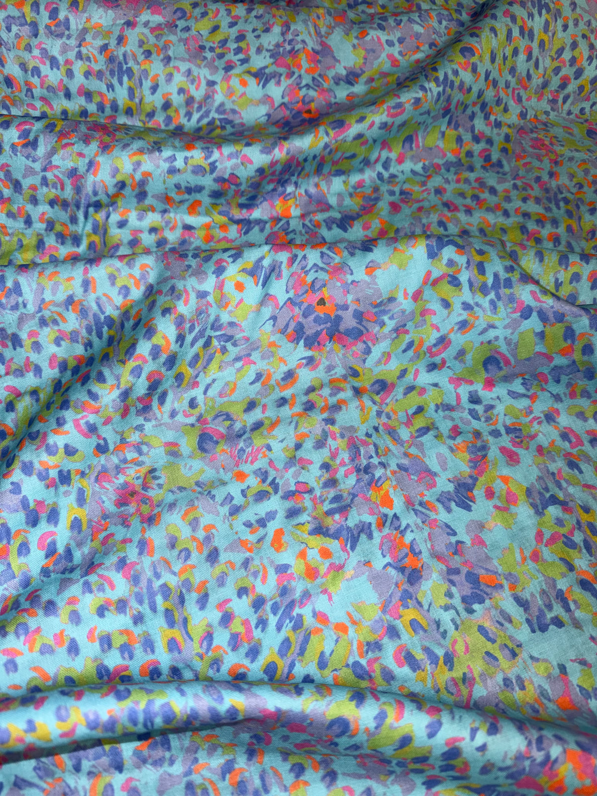 Blue with Green and Purple Multicolor floral | Liberty Cotton