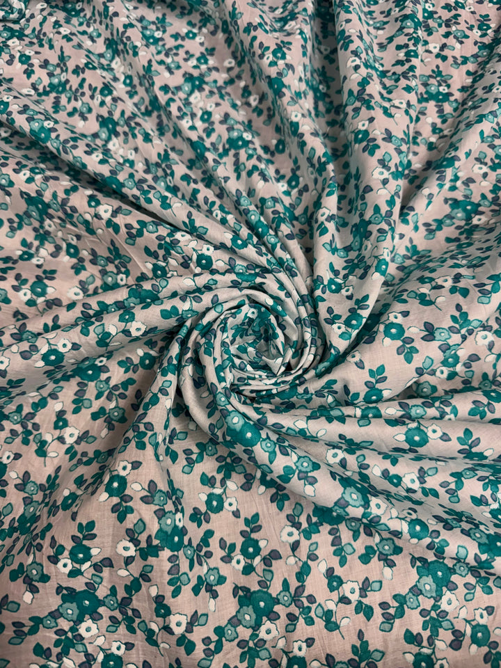 Gray with Blue/Green Floral | Liberty Cotton