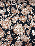 Brown and Cream Floral on Black | Viscose | Made in Italy