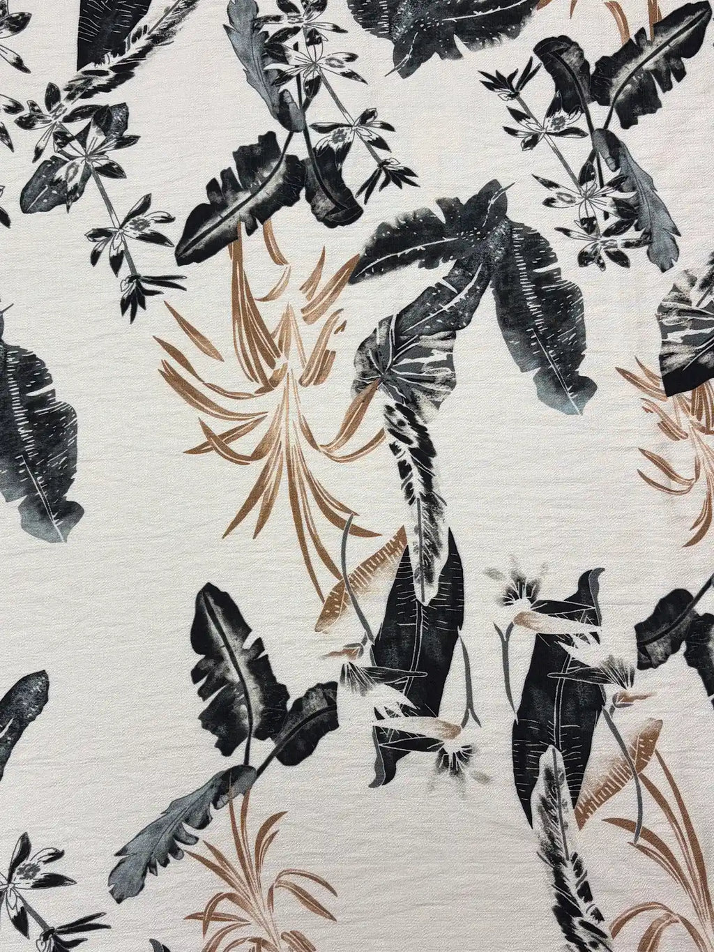 Brown and Black Floral on Cream | Viscose | Made in Italy