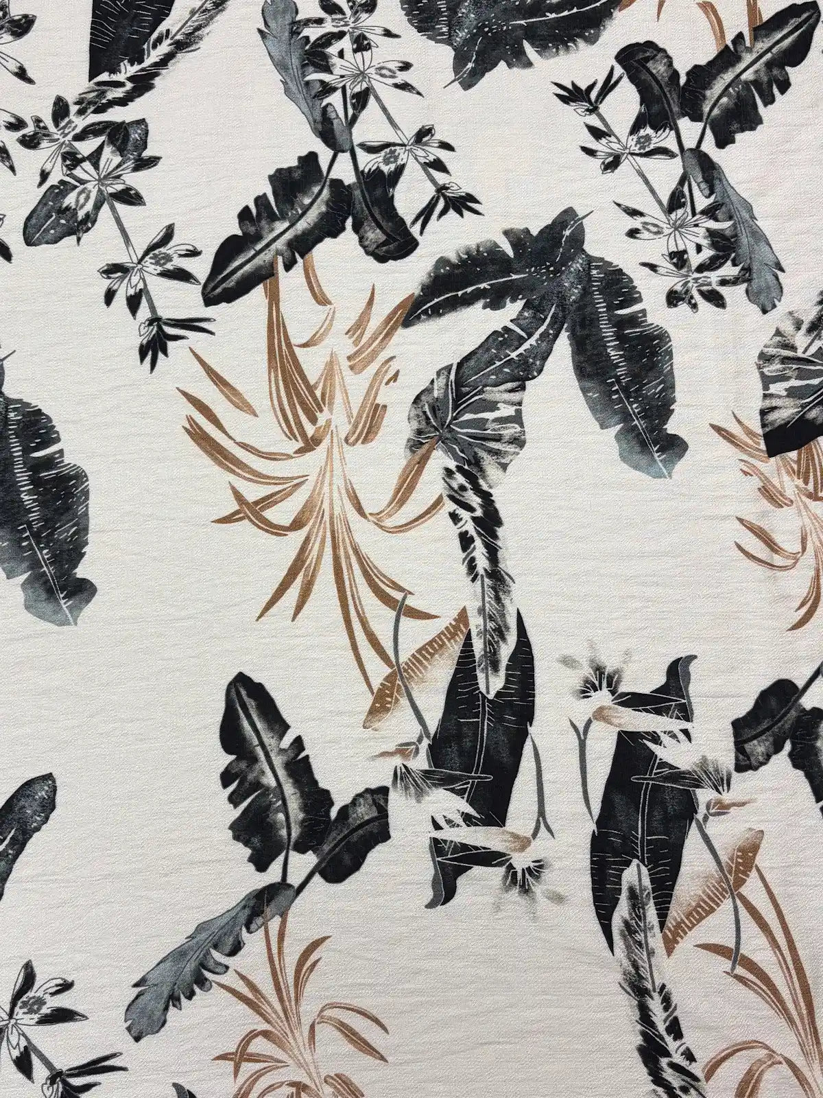 Brown and Black Floral on Cream | Viscose | Made in Italy