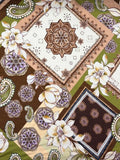 Green and Brown Patchwork Floral | Viscose | Made in Italy
