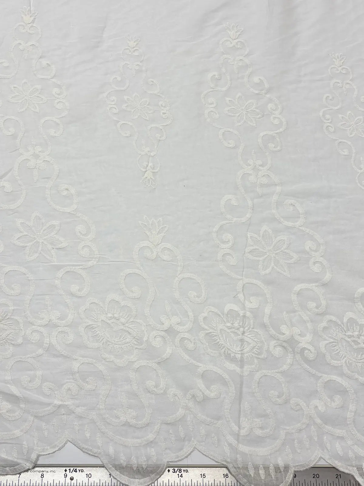 Floral Scallop Border Embroidered Cotton | Lace | Made in Italy