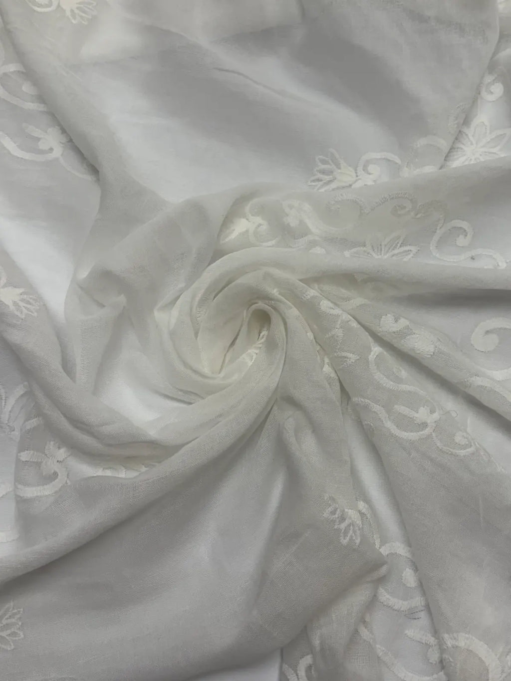 Floral Scallop Border Embroidered Cotton | Lace | Made in Italy