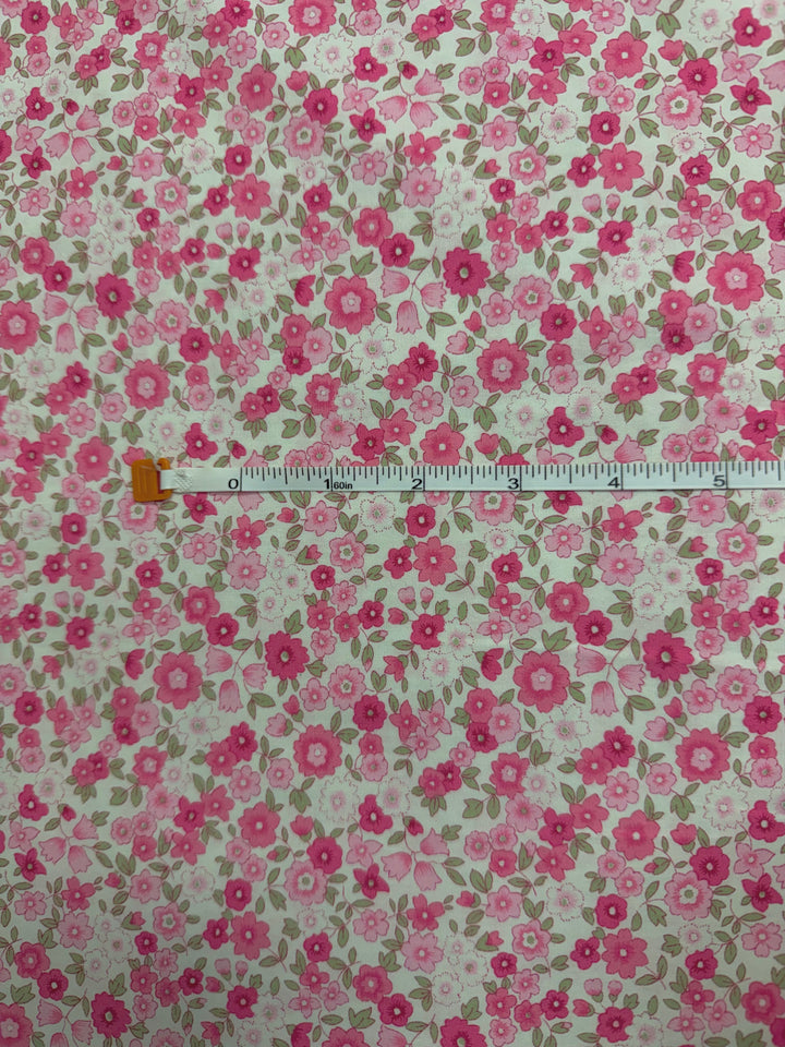 Cream with Pink/Green Floral | Liberty Cotton