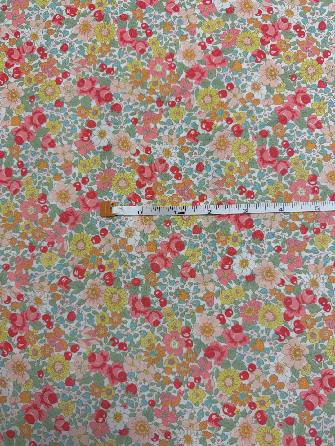 Cream with Pink/Yellow/Orange/Green Floral | Liberty Cotton