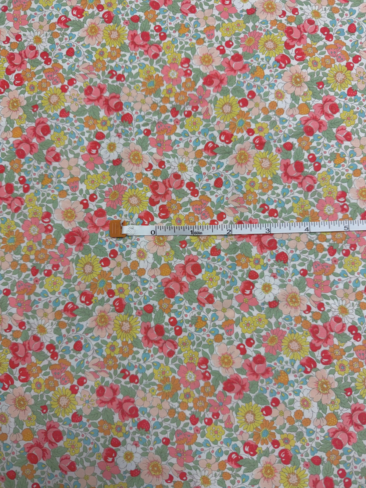 Cream with Pink/Yellow/Orange/Green Floral | Liberty Cotton