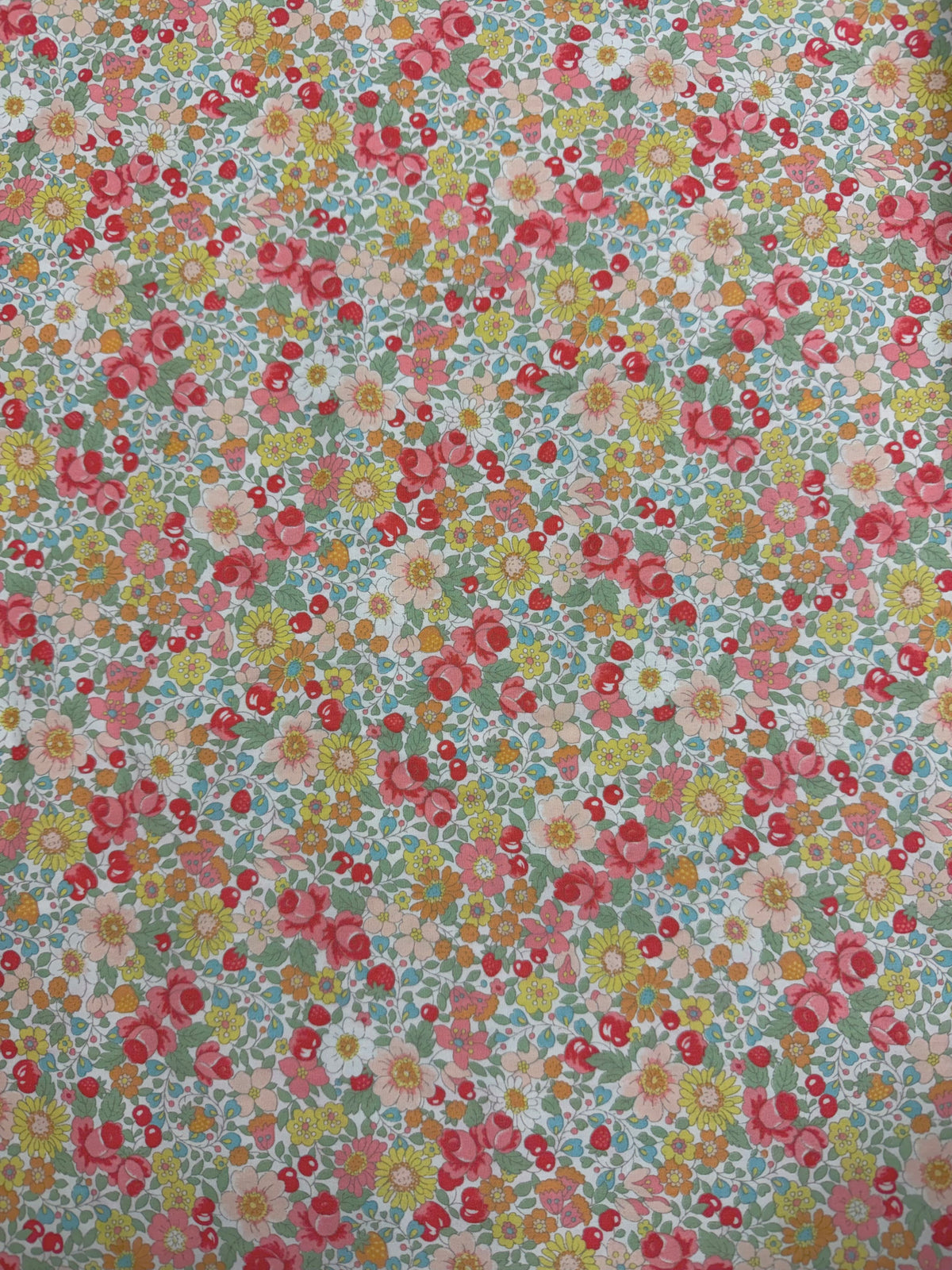 Cream with Pink/Yellow/Orange/Green Floral | Liberty Cotton