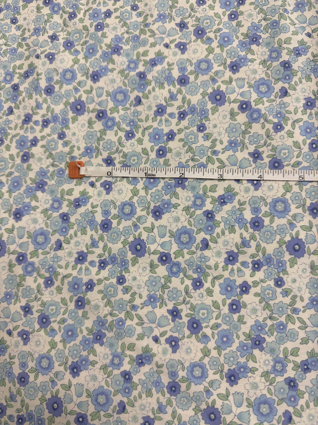 Cream with light blue/dark blue/Green Floral | Liberty Cotton