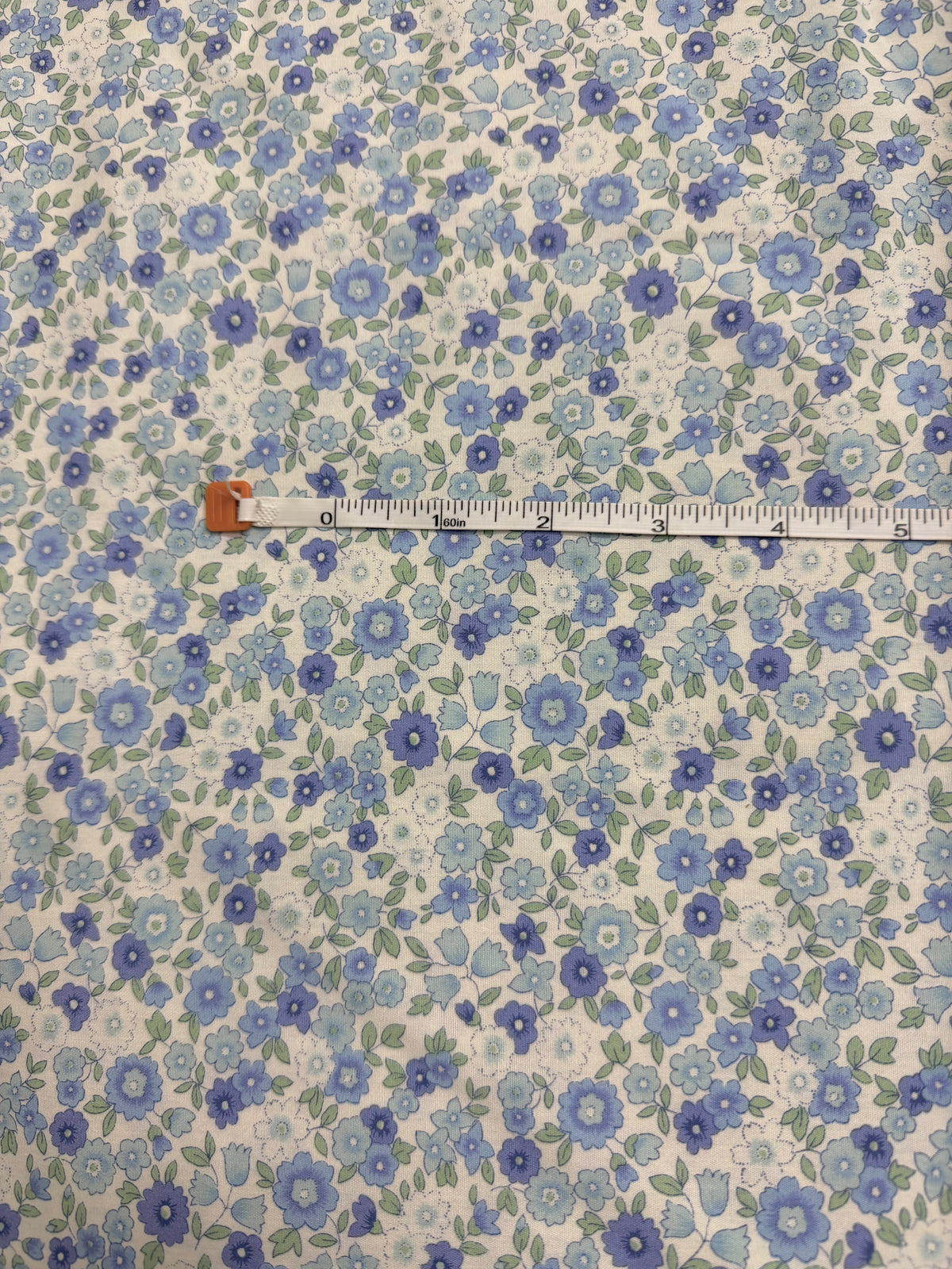 Cream with light blue/dark blue/Green Floral | Liberty Cotton