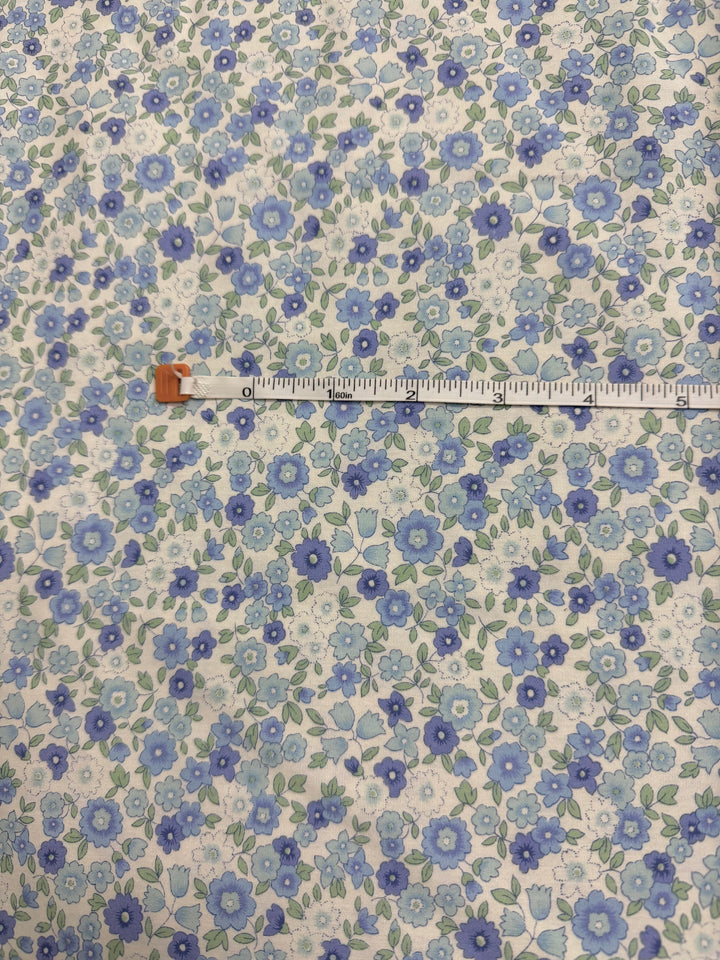 Cream with light blue/dark blue/Green Floral | Liberty Cotton