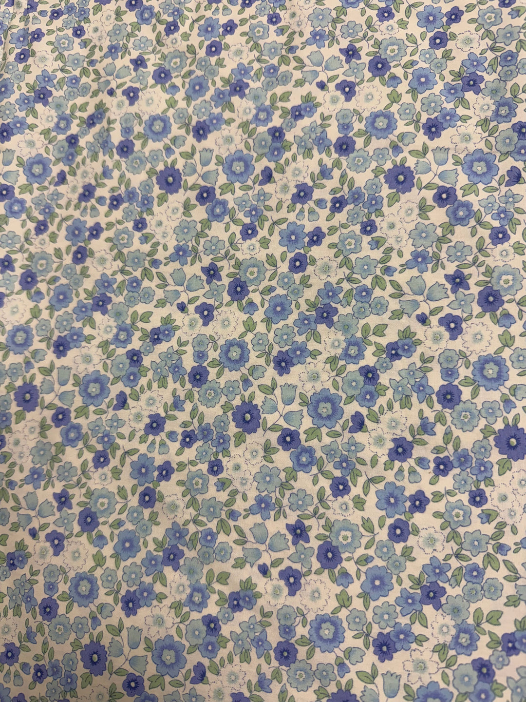 Cream with light blue/dark blue/Green Floral | Liberty Cotton