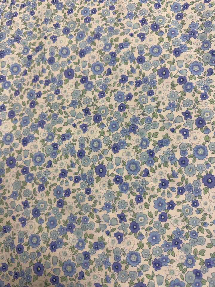 Cream with light blue/dark blue/Green Floral | Liberty Cotton