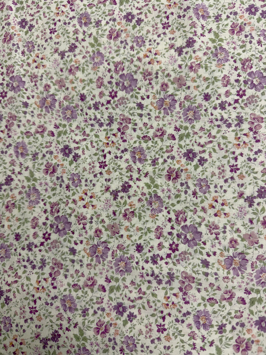 Cream with Purple/Pale Pink Floral | Liberty Cotton