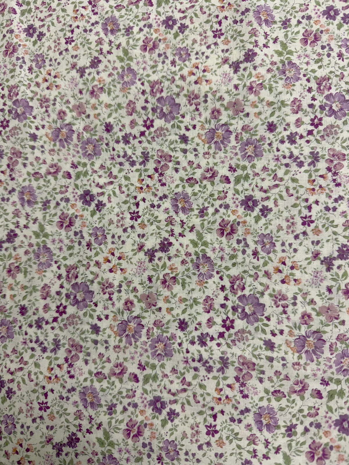 Cream with Purple/Pale Pink Floral | Liberty Cotton