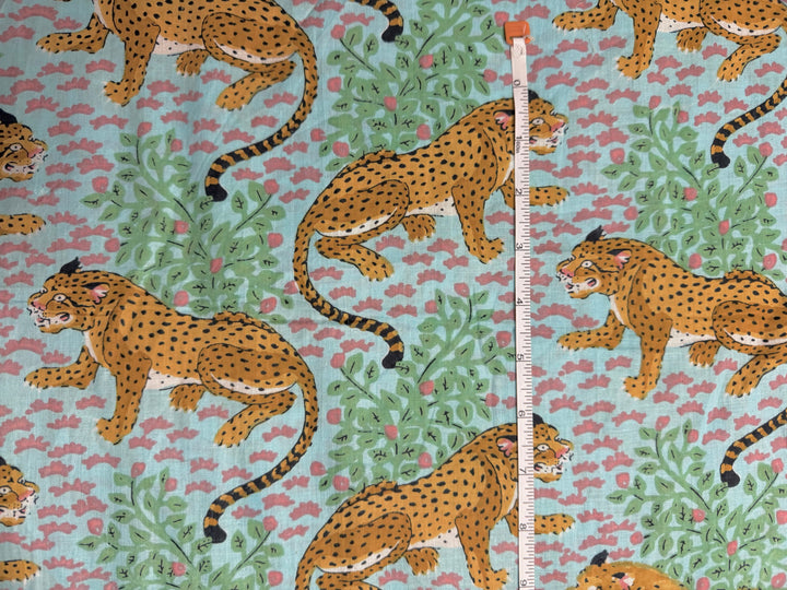 Blue Print with Cheetahs  | Cotton