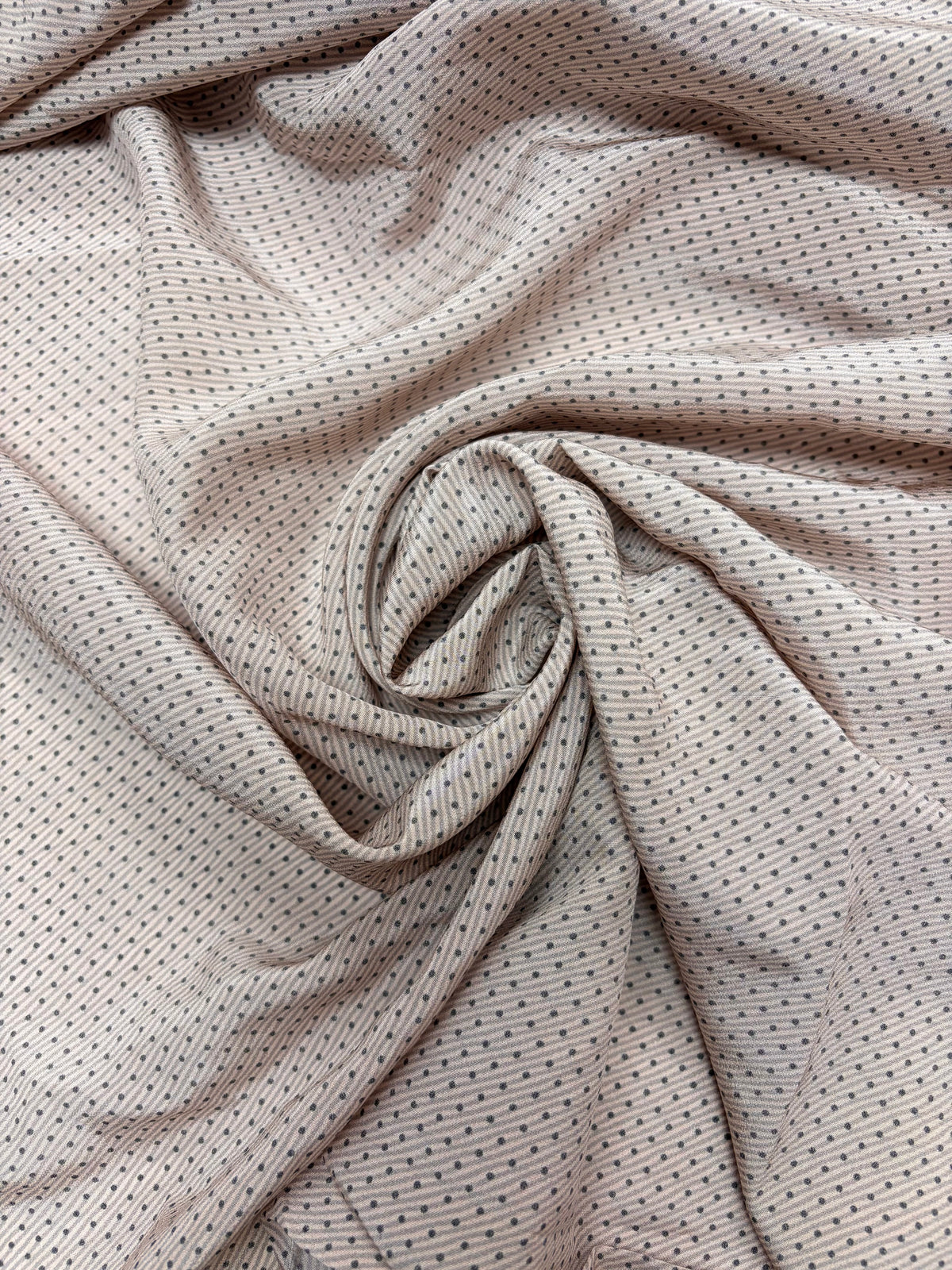 Dusty Rose Stripe with Dark Grey Polka dots | Silk