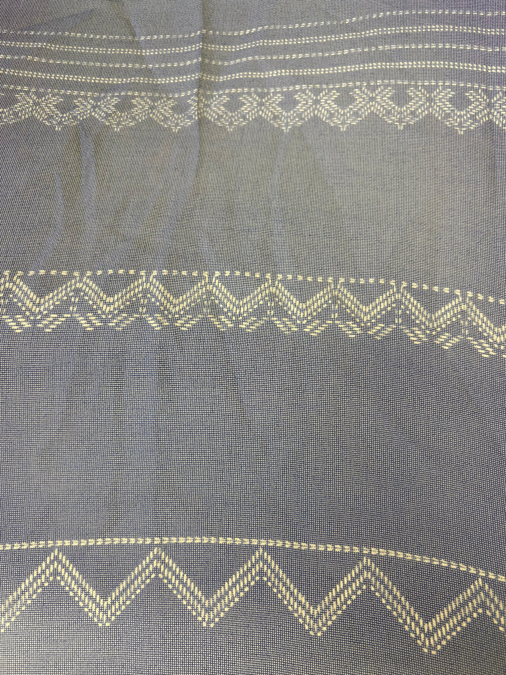 Navy Blue with Taupe Chevron Stripe | Silk