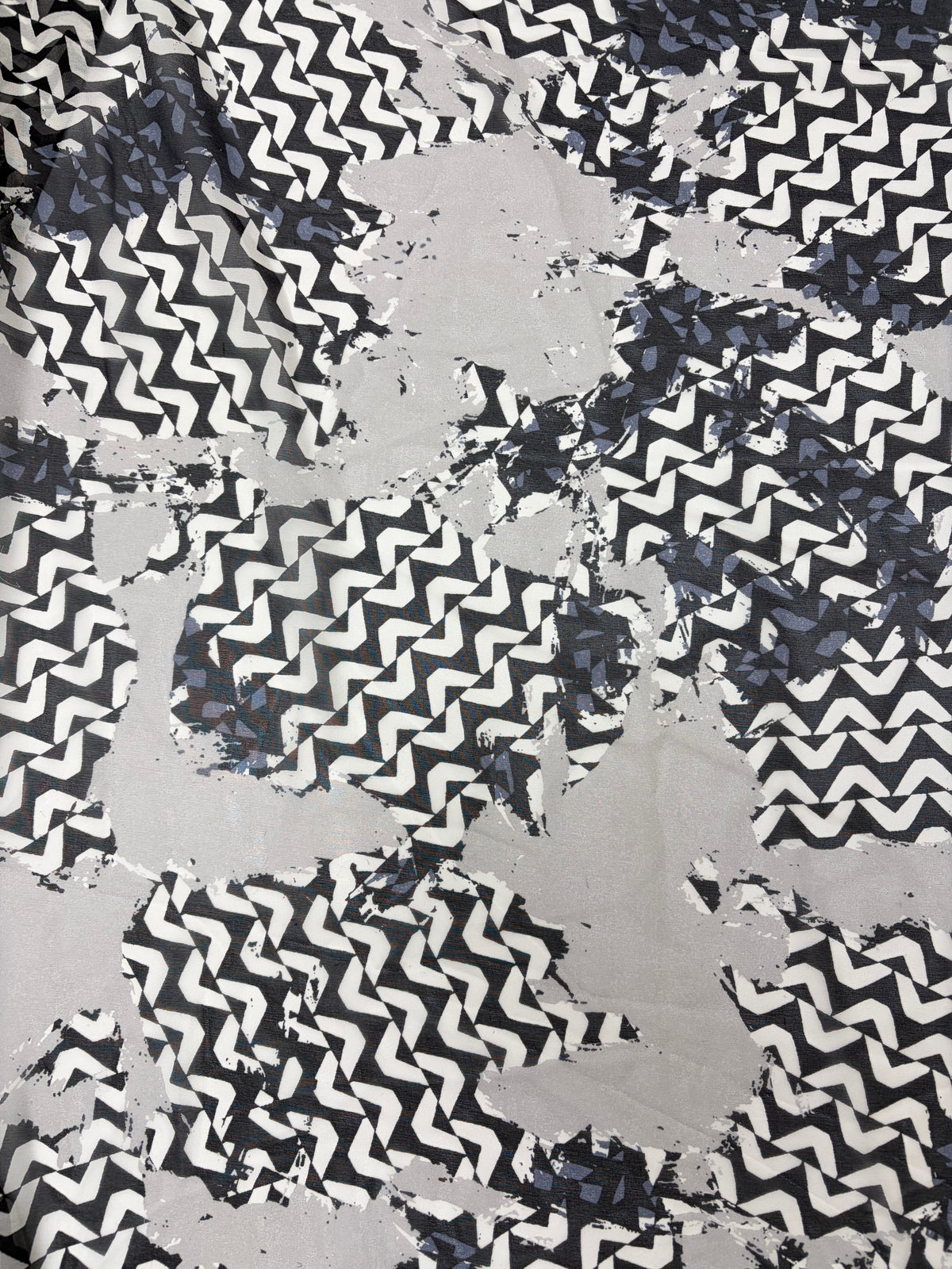 Grey with Chevron Paint Splatter Print | Silk Chiffon