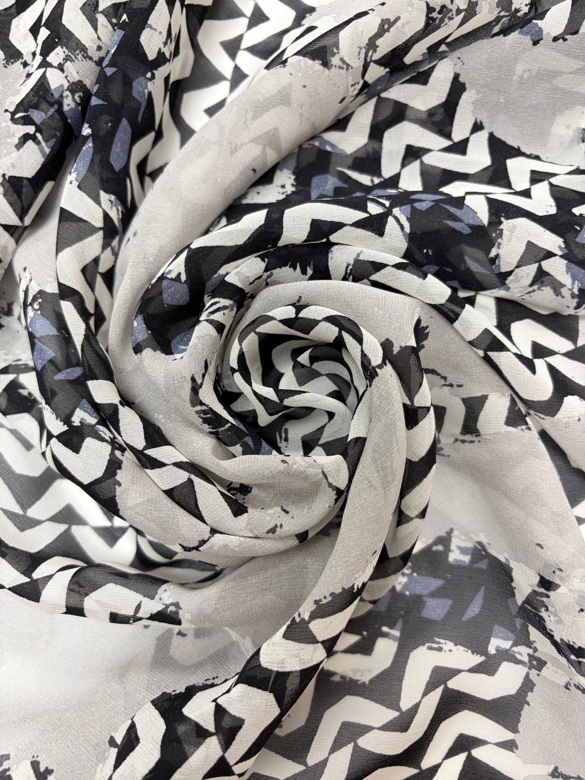 Grey with Chevron Paint Splatter Print | Silk Chiffon