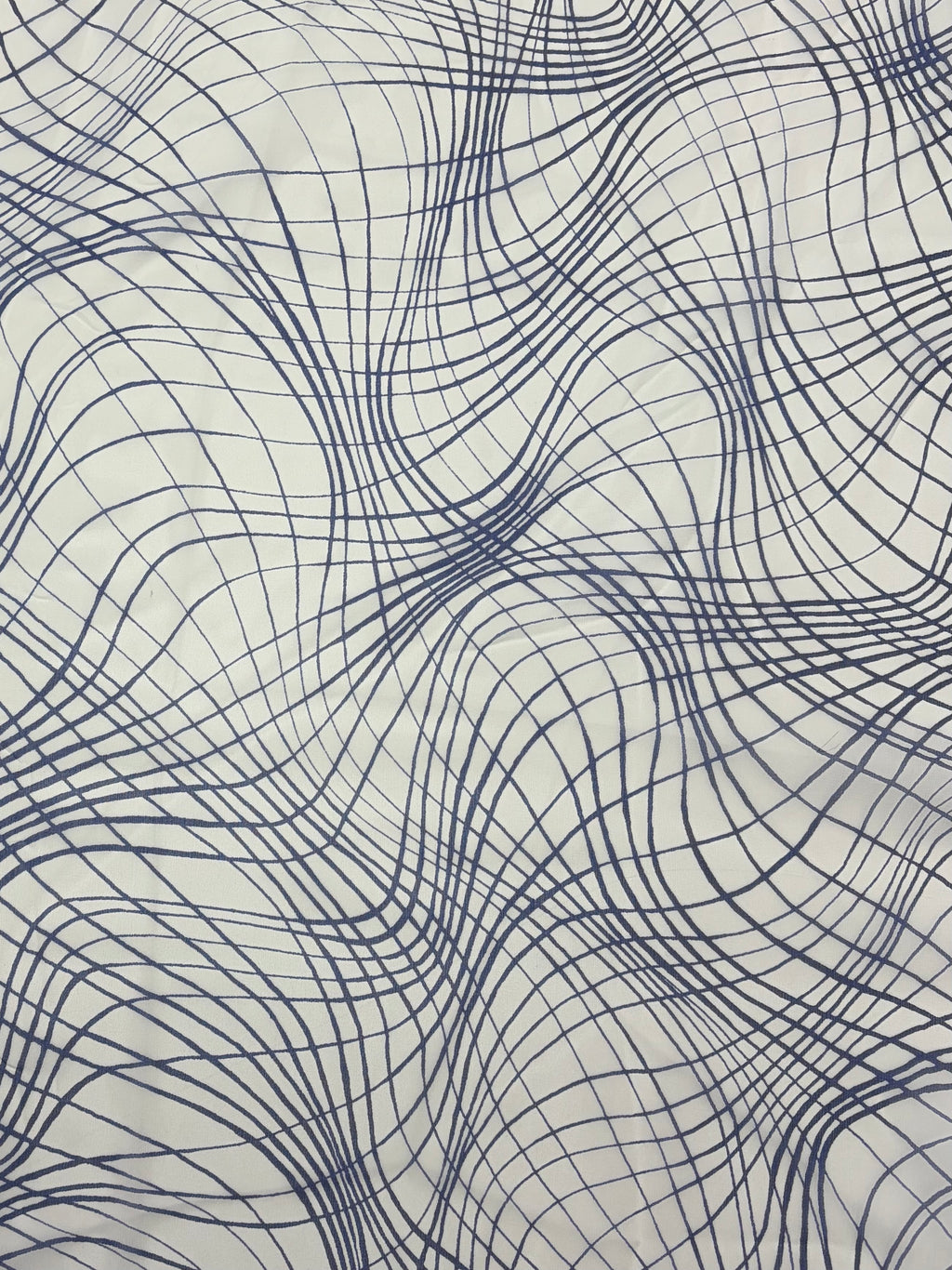 Blue Inked Fishnet on White | Silk Chiffon
