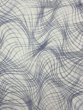 Blue Inked Fishnet on White | Silk Chiffon