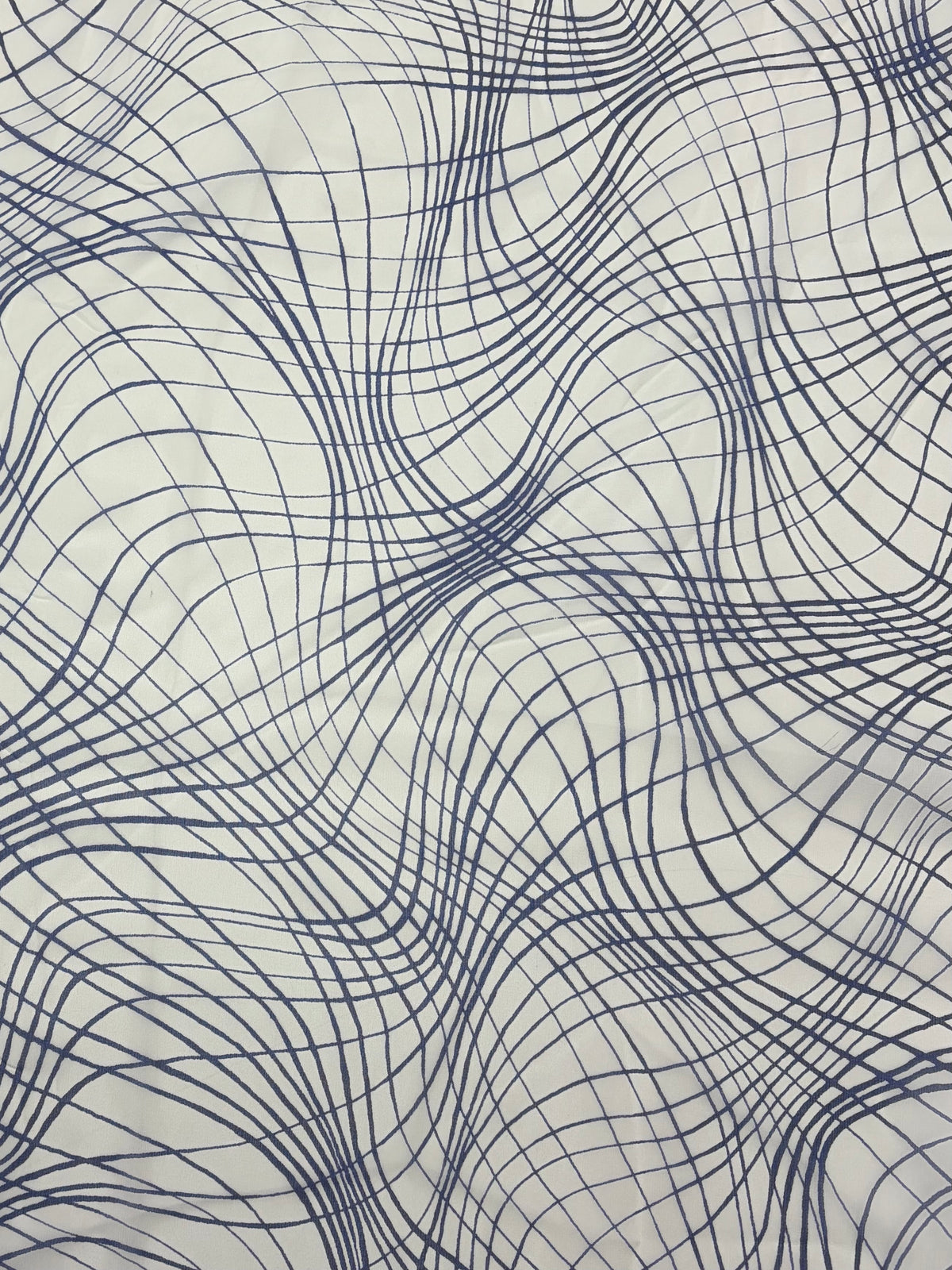 Blue Inked Fishnet on White | Silk Chiffon