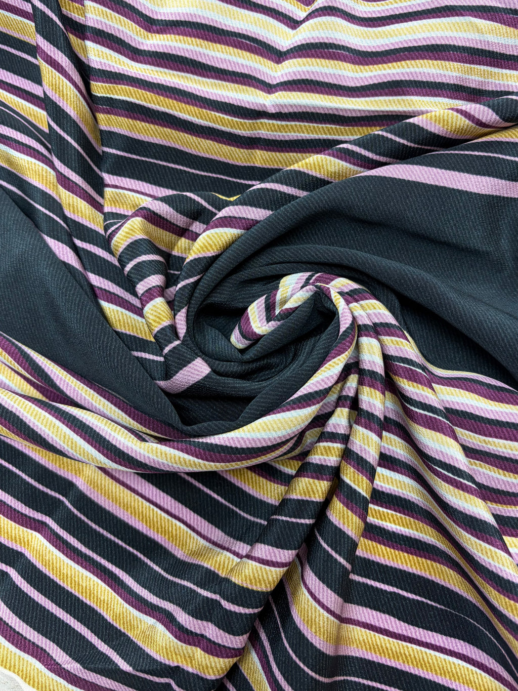 Navy With Plum, White, and Olive Stripes | Silk