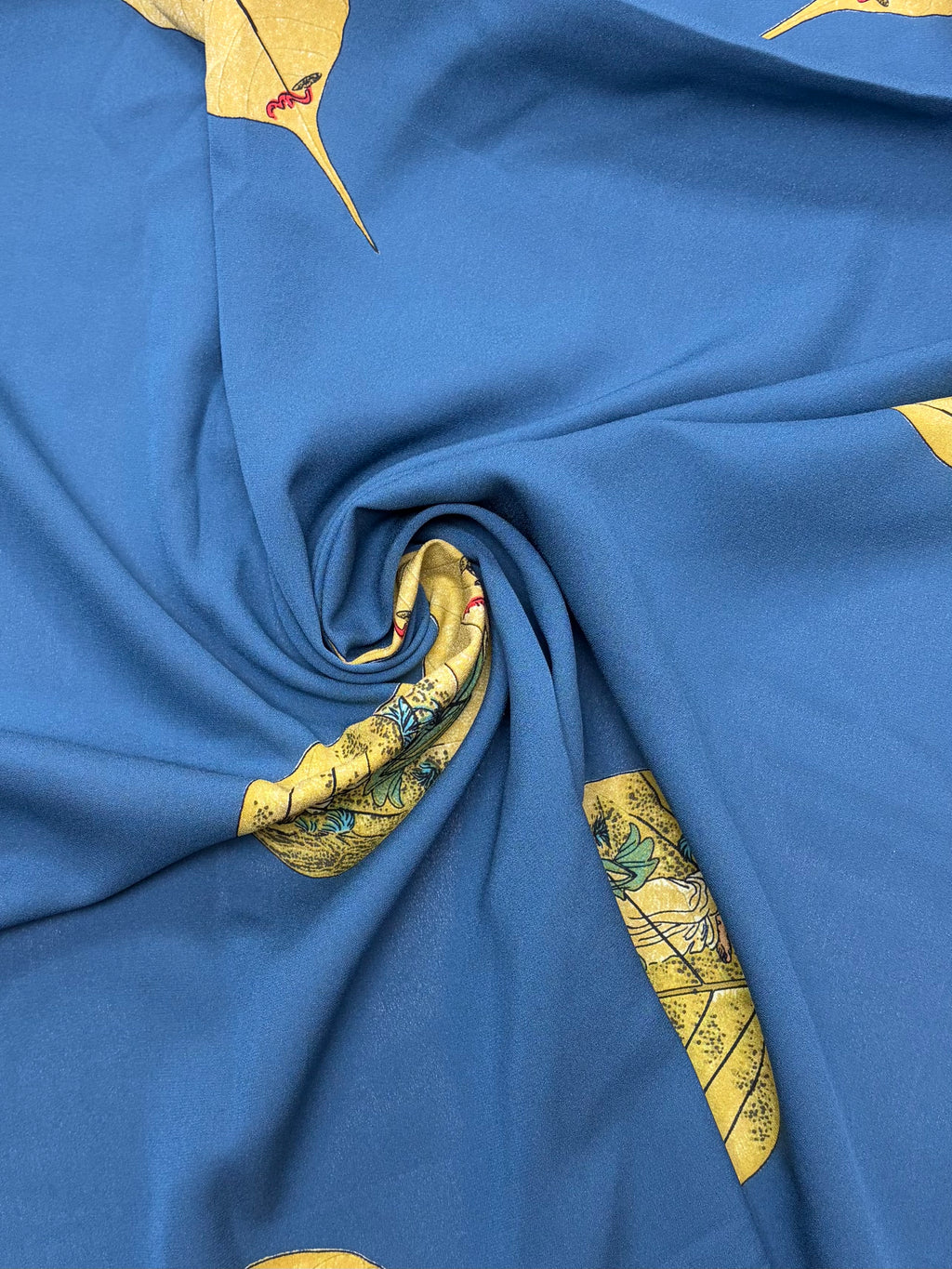 Teal with Leaves | Silk