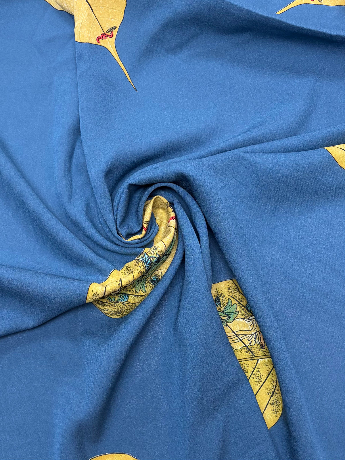 Teal with Leaves | Silk