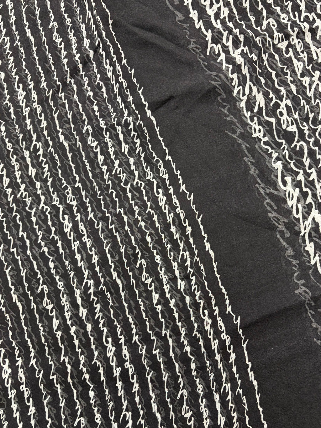 Black with Cursive in White | Silk Chiffon
