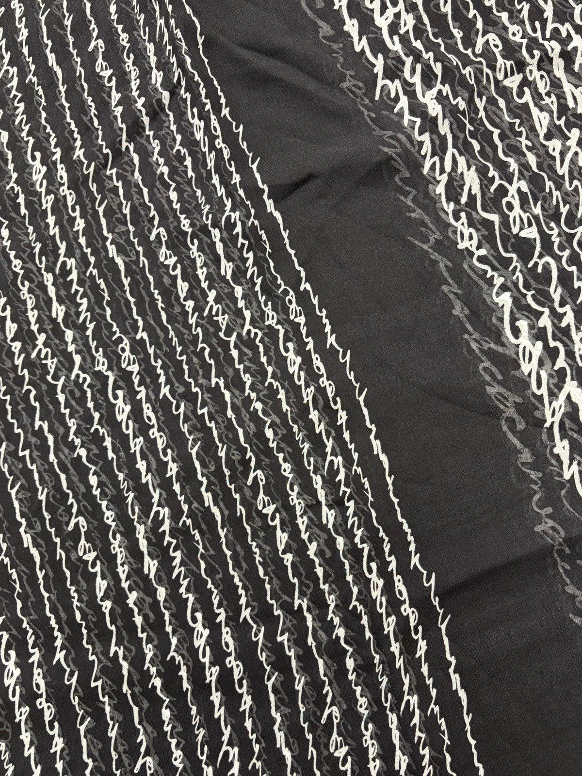 Black with Cursive in White | Silk Chiffon