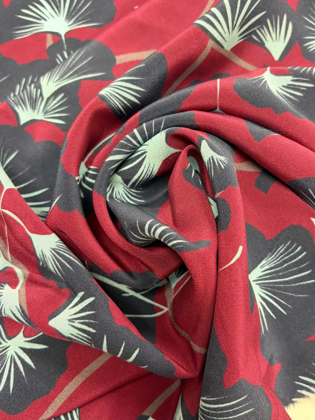Plum and Blue Leaf Print | Silk