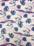 Ink Drawn Tulips in Shades of Blue and Purple | Silk Chiffon
