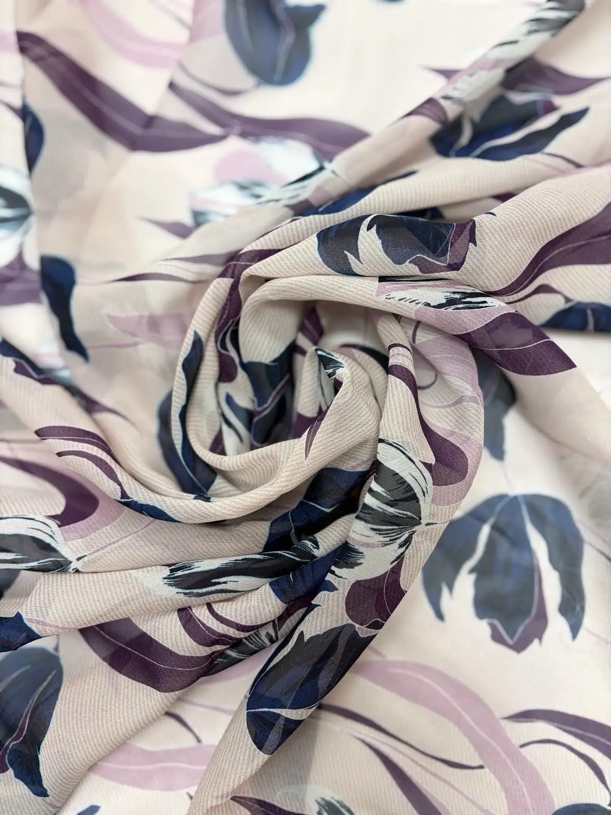 Ink Drawn Tulips in Shades of Blue and Purple | Silk Chiffon