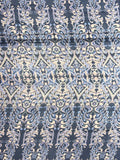 Pink Scroll Print on Navy Blue | Silk Chiffon