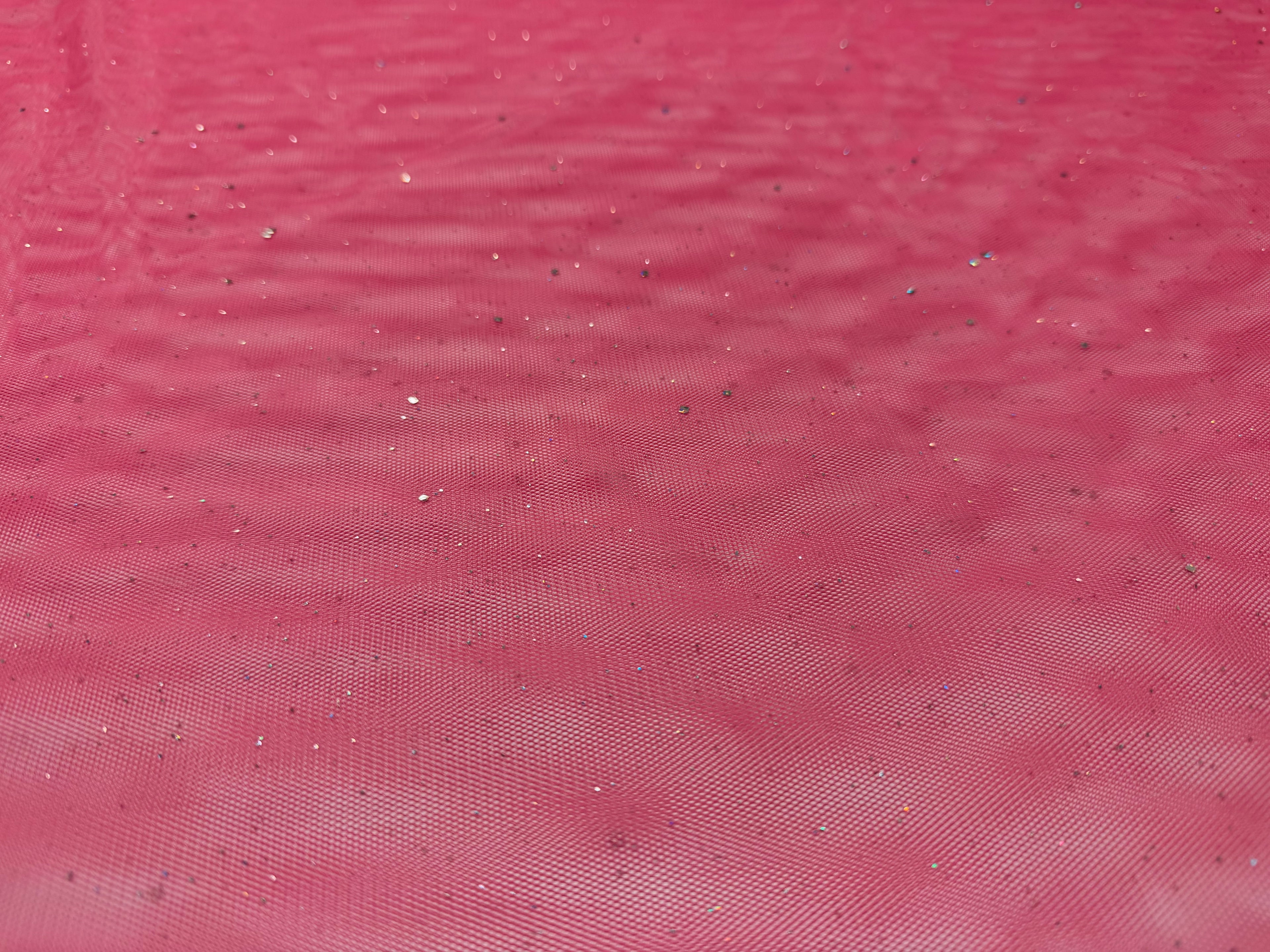 Hot Pink Crystal Tulle | Mesh Glitter