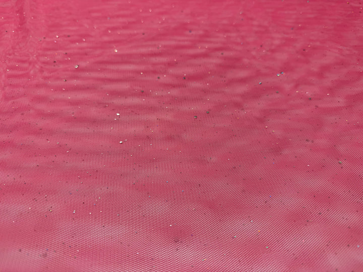 Hot Pink Crystal Tulle | Mesh Glitter