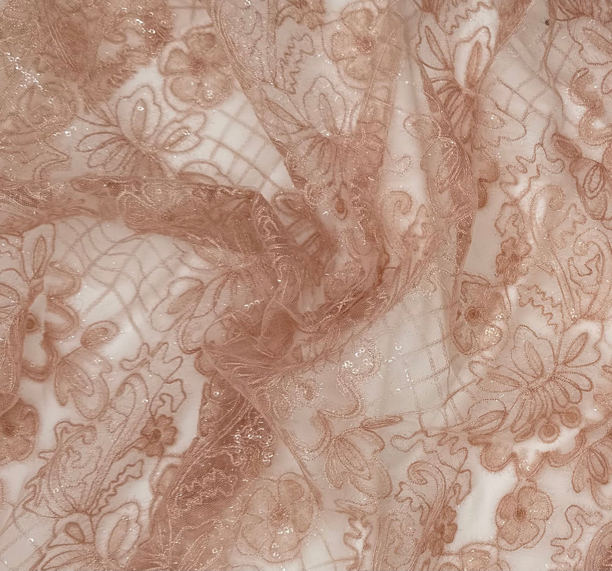 Blush Pink Sequin Embroidered Floral | Lace