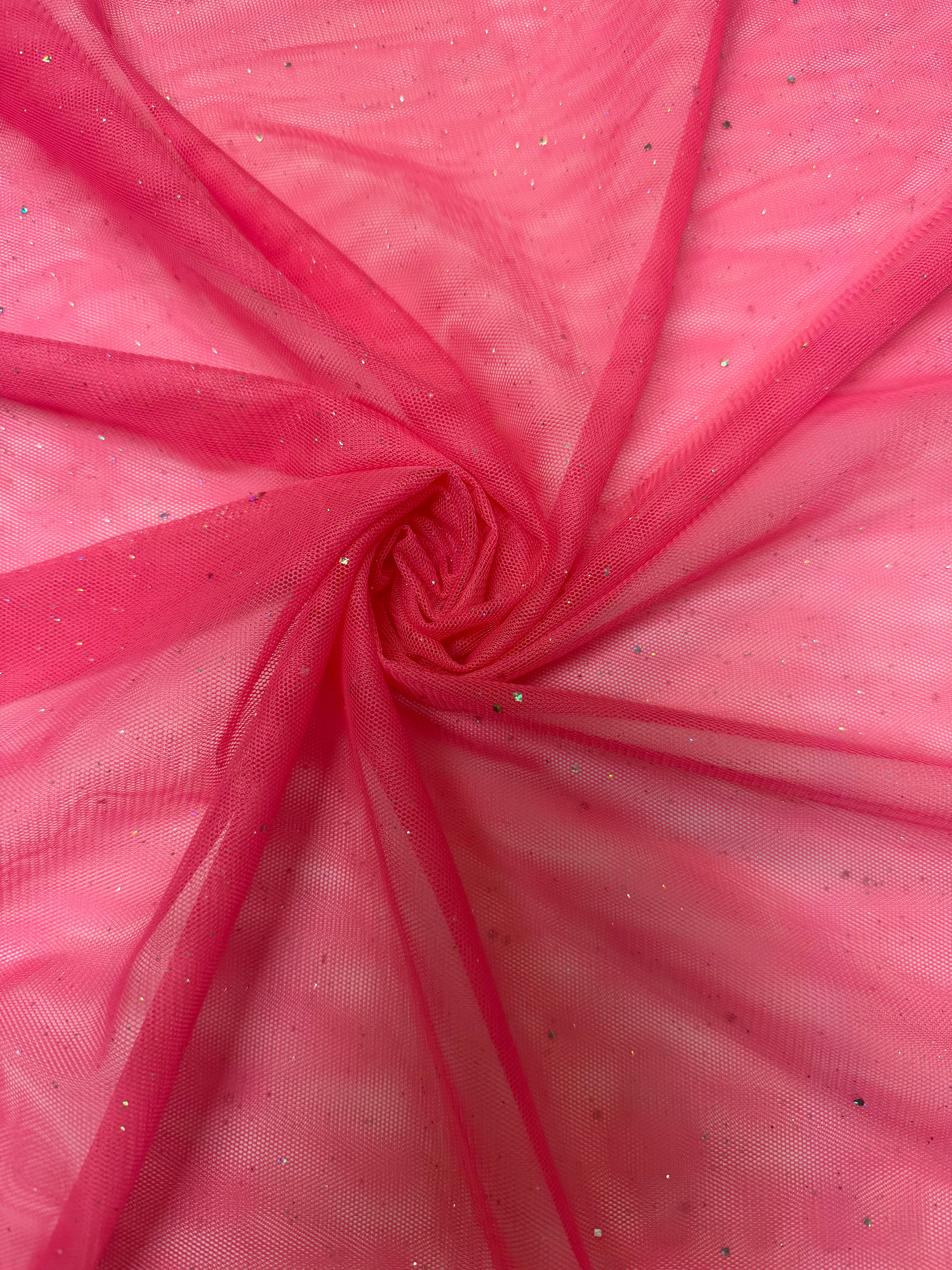 Hot Pink Crystal Tulle | Mesh Glitter