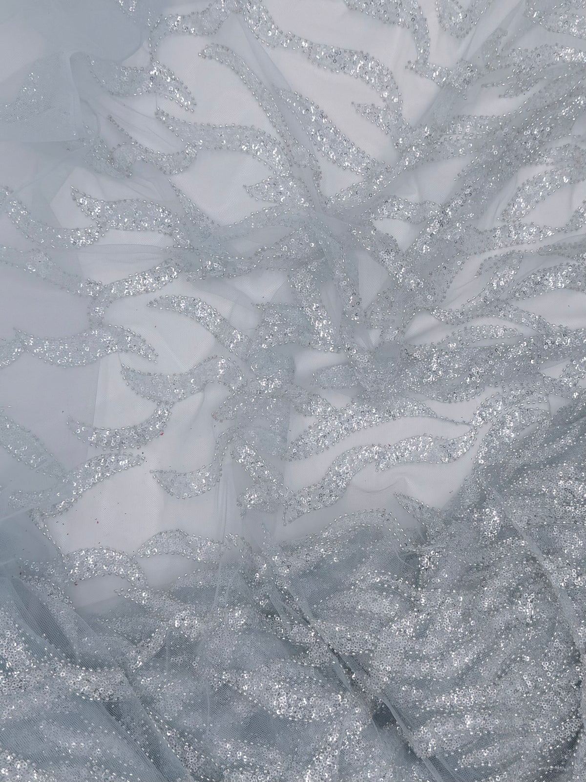 Silver Lace | Embroidered Beaded Tulle