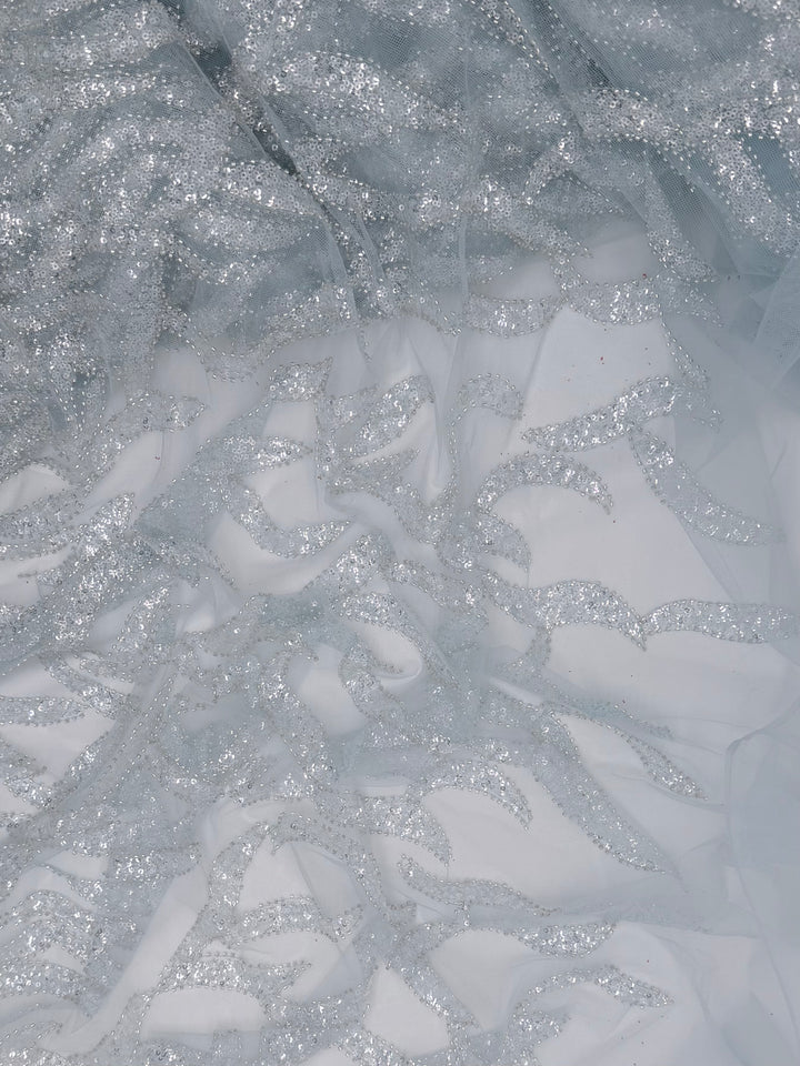 Silver Lace | Embroidered Beaded Tulle