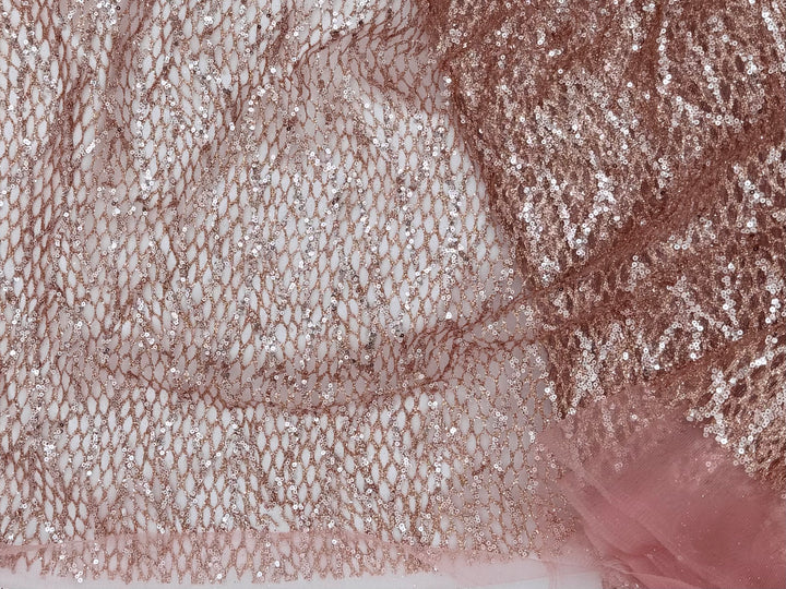 Rose Gold | Embroidered Beaded Tulle