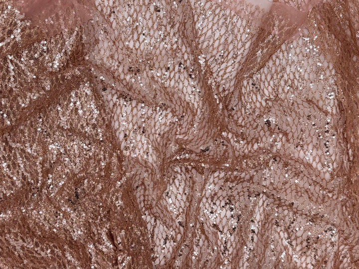 Rose Gold | Embroidered Beaded Tulle