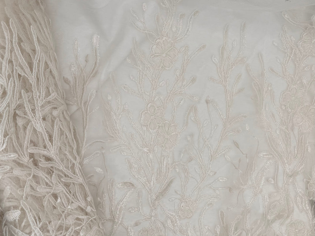 Ivory White Lace | Embroidered Tulle