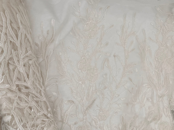 Ivory White Lace | Embroidered Tulle