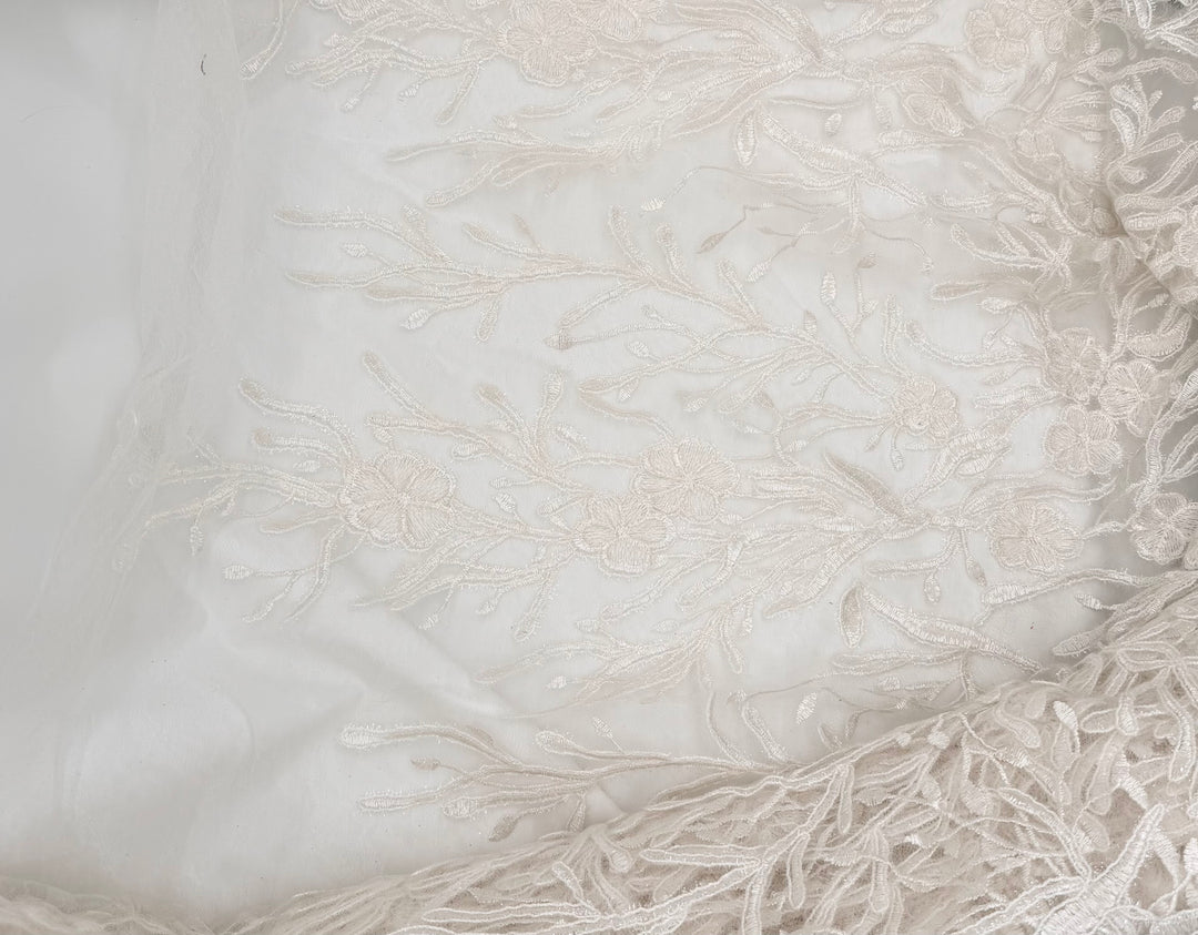 Ivory White Lace | Embroidered Tulle
