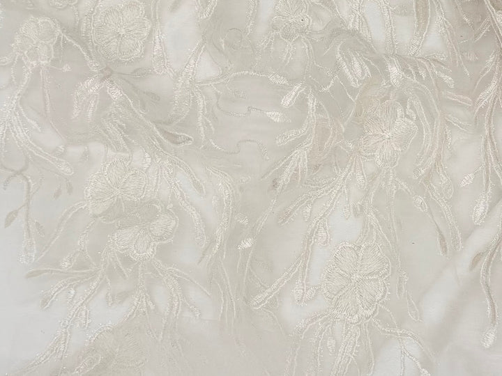 Ivory White Lace | Embroidered Tulle